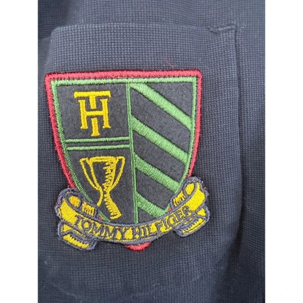 Tommy Hilfiger‎ Kids Navy Blue Blazer Jacket Crest Logo Double Breasted Size 10